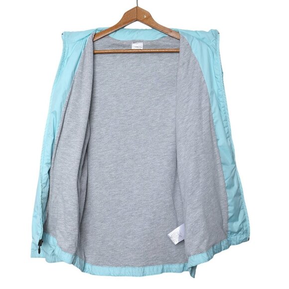 Nike Track Jacket Windbreaker Coat Light Blue Full Zip Packable Hood Fully Lined - Picture 4 of 11